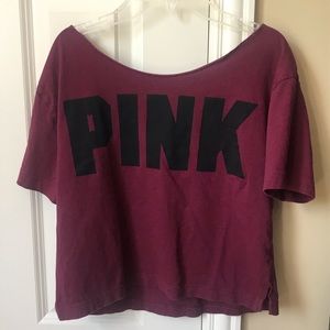 Victoria’s Secret PINK Burgundy Wide Neck T-Shirt